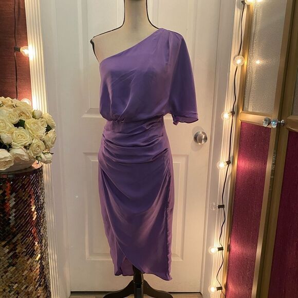 Do+ BE one shoulder satin midi dress, M - Picture 6 of 15